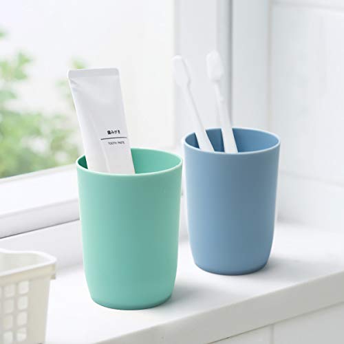 Toothbrush Holder with Cups, 4pcs Unbreakable Bathroom Tumblers 9.5oz/280ml, Dishwasher Safe Plastic Toothbrush & Makeup Brush Organizer, Reusable Drinking Glasses for Bathroom Counter(Multi-Colour) - color: Multi-Colour