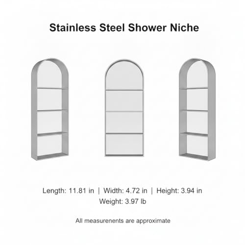Recessed Shower Niche Stainless Steel, 11.8 x 4.7 x 3.9 Inch Arched Wall Shelf for Bathroom Storage, Rust-Resistant Built-in Insert (1 Pack) - color: Gold