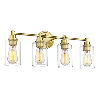 FEMILA Vanity Lights for Bathroom, Modern 4-Light Gold Bathroom Light Fixture, Wall Vanity Lamp with Champagne Gold Finish, 4FYC56B-4W BG - color: Champagne Gold, size: 24.8"