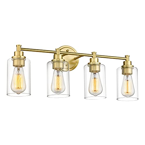 FEMILA Vanity Lights for Bathroom, Modern 4-Light Gold Bathroom Light Fixture, Wall Vanity Lamp with Champagne Gold Finish, 4FYC56B-4W BG - color: Champagne Gold, size: 24.8"