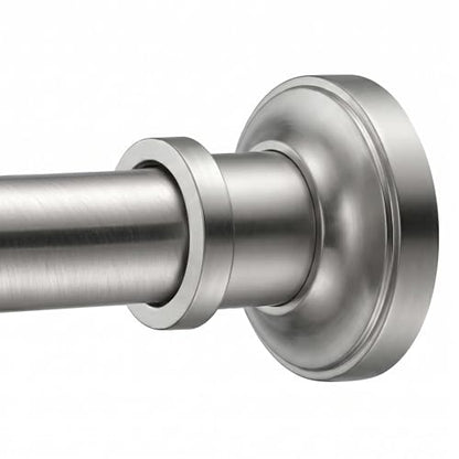 Brushed Nickel Tension Curtain Rod 24 to 64 Inch(2-5.3ft) - Stainless Steel Spring Tension Shower Curtain Rod, No Drilling Tension Rod for Curtains Windows Closet Kitchen - color: Brushed Nickel, size: 24-64 Inches