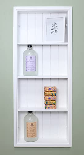 14x36 Sloane Recessed Wall Niche Medicine Cabinet Replacement, in The Wall Bathroom Cabinet Insert Shelf/Shelves, Made in North America, Real Wood, NO MDF, Beadboard, White - color: White, size: 14x36