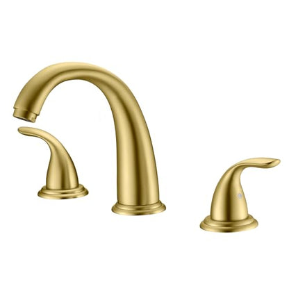 SUMERAIN 2-Handle Widespread Roman Bathtub Faucet Tub Filler with Valve Brushed Gold | 3 Holes, Tub Filler, with Valve, High Flow Rate, Traditional Design, Easy Install - color: Brushed Gold, size: 8-3/8" spout reach