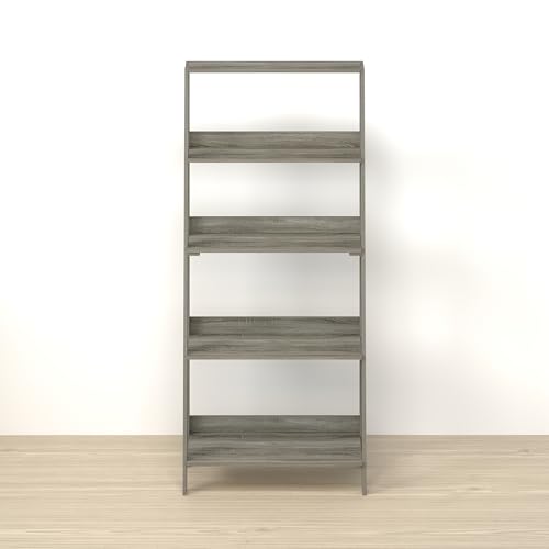 Narita Ladder Shelf, 5-Tier Bookshelf, Freestanding Bookcase Storage Rack Organizer, for Home Office, Living Room, Bathroom, Dark Limed Oak - color: Dark Limed Oak