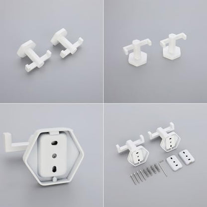 GERZWY White Bathroom Hooks, Double Towel Robe/Coat Clothes Hook Stainless Steel Hanger Wall Hooks Heavy Duty for Bath Wall Mounted 2 Pack - color: White
