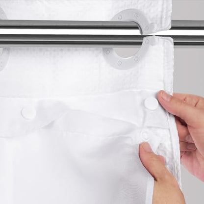 Hookless It's A Snap! Polyester Fabric Snap-in Replacement Shower Curtain Liner with Magnets for Hookless Curtain with Sheer Window, 70" x 54", Water-Repellent, Easy Install, White - color: White, size: 70"W x 54"L (Pack of 1), style: With Magnets