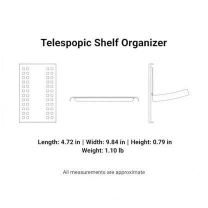 Adjustable Telescopic Cabinet Shelf, Tool-Free Under Sink Organizer Rack, Carbon Steel and PP Plastic Storage Solution for Kitchen and Bathroom - size: 4.72 x 9.84 x 0.79 in