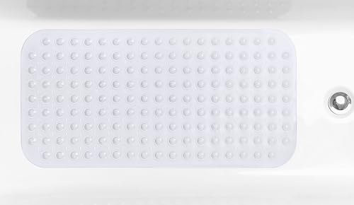 Large Non-Slip Bathtub & Shower Mat 31”x16” (Smooth/Non-Textured Tubs Only) Safe, Clean, Machine-Washable, Superior Grip&Drainage, Vinyl, Transparent Clear - color: Transparent Clear, size: Large (31"x16")