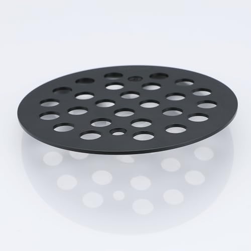 Round 4-1/4 Inch Screw-in Shower Drainer Cover Replacement 304 Stainless Steel Floor Drain Grate with Screws Black - color: Black