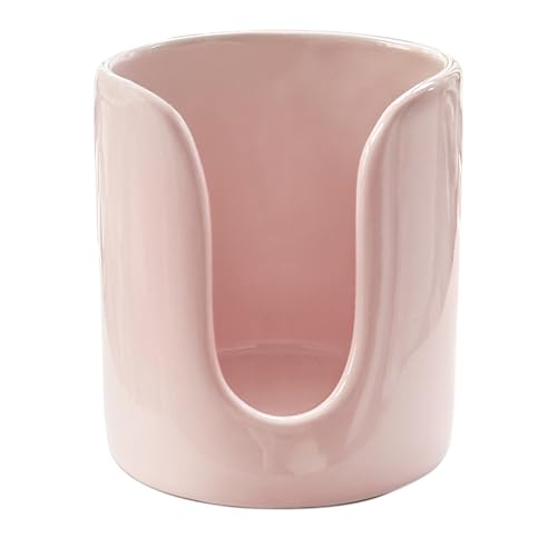 Ceramic Bathroom Cup Dispenser, 3 oz 4 oz Disposable Cups Holder, Small Mouthwash Cup Dispenser (Pink) - color: Pink