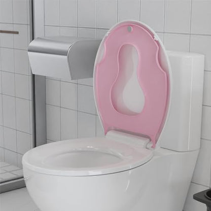 17" Round Toddler Toilet Seat, Built-In Potty Training Seat with Soft Quiet Close Non-Slip Design, Magnetic Kids Seat and Cover for Family Bathrooms, Durable and Easy to Clean,Pink - color: Pink, with Toddler Seat, size: Round (17″)