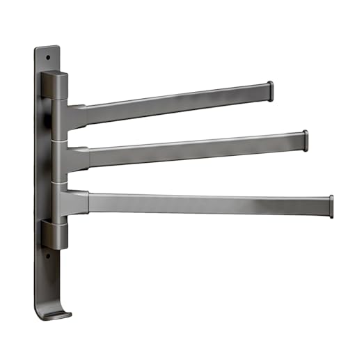 180° Swivel Towel Rack, Thicken 1-4 Arm Towel Bar, No Drill Towel Rack, Space Saving Wall Mounted Towel Holder with Hook, Swing Out Towel Hanger for Bathroom Kitchen Use (3 Arm) - color: 3 Arm