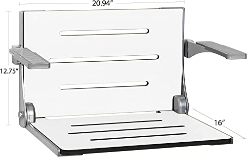 Seachrome Silhouette Comfort Folding Shower Bench Seat with Arms, Grey Seat with Matte Black Frame (SHAFAR-185155-PGS-S-MB-BK) - color: Gray Seat With Matte Black Frame and Matte Black Arm Pads