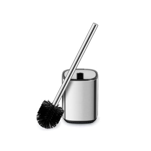 Toilet Brush and Holder Set Toilet Bowl Brush Stainless Steel Automatic Open lid Toilet Bowl Cleaner Brush Set Toilet Scrubber Kit Toilet Cleaning Brush for Bathroom - color: Stainless Steel