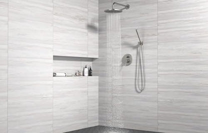 Lava Odoro Modern Rain Shower System Faucet Set, SF104-BN | 2-Setting Round Shower Valve Trim Kit, Brushed Nickel Shower Head Set with Sprayer, 10 Inch, Rough-in Valve Included - color: Brushed Nickel, style: Without Tub Spout