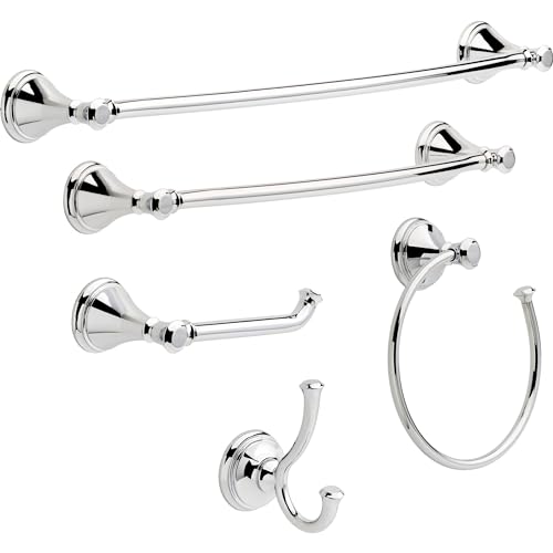 Delta Hand Towel Holder | Square Polished Chrome Ring for Hanging Towels in Kitchen, Bathroom | Cassidy Accessories