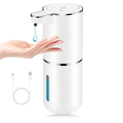 Automatic Soap Dispenser Touchless,Liquid Soap Dispenser with 4 Adjustable Levels,12.8oz USB Rechargeable and Wall Mounted,Smart Hand Soap Dispenser for Bathroom,Kitchen Sink,Dish Soap - color: White, size: Liquid x1