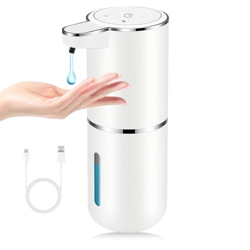 Automatic Soap Dispenser Touchless,Liquid Soap Dispenser with 4 Adjustable Levels,12.8oz USB Rechargeable and Wall Mounted,Smart Hand Soap Dispenser for Bathroom,Kitchen Sink,Dish Soap - color: White, size: Liquid x1