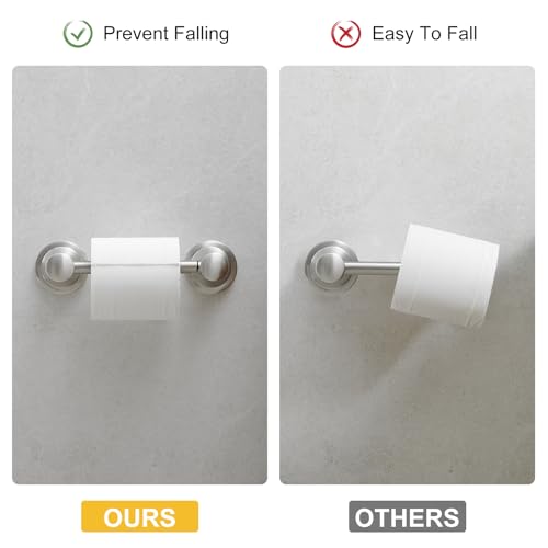 Bathroom Toilet Paper Holder Wall Mount Tissue Holder Brushed Nickel | Rustproof Toilet Tissue Roll Holder, Flexible Double Post Pivoting Handle, Bathroom Accessories SUS304 Stainless Steel - color: Brushed Nickel