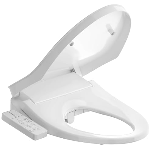 Heated Smart Toilet Seat with Feminine Wash & Dryer, Elongated Bidet with Adjustable Water Temperature, Pressure & Nozzle Position