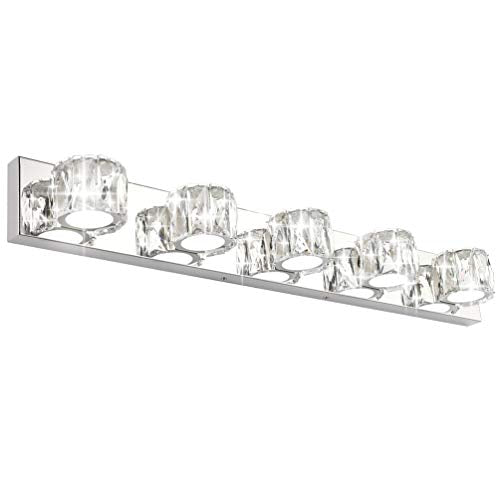 Aipsun 5 Lights Crystal Vanity Lights Modern LED Vanity Lights for Bathroom Vanity Lighting Fixtures Modern Bathroom Wall Light - size: 5 light
