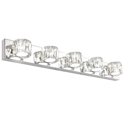 Aipsun 5 Lights Crystal Vanity Lights Modern LED Vanity Lights for Bathroom Vanity Lighting Fixtures Modern Bathroom Wall Light - size: 5 light