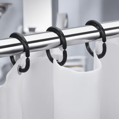 Plastic Shower Curtain Hooks C Shape Shower Curtain Rings for Bathroom Shower Rod Window Curtains Hanger (Black, 12pack) - color: Black, size: 12pack