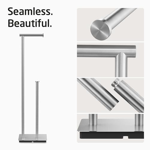 KES Freestanding Toilet Paper Holder Stand with Reserve | Heavy Base, Toilet Paper Storage for Bathroom, SUS304 Stainless Steel Brushed Steel, BPH286S1B-2 - color: Brushed Grey