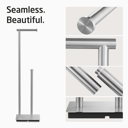 KES Freestanding Toilet Paper Holder Stand with Reserve | Heavy Base, Toilet Paper Storage for Bathroom, SUS304 Stainless Steel Brushed Steel, BPH286S1B-2 - color: Brushed Grey
