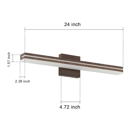 SineRise 24-Inch LED Modern Bathroom Vanity Light Bar, Brown Modern Acrylic Bathroom Wall Lighting Fixtures Over Mirror (Cool White 6000K) - color: Brown-Cool White, size: 24-Inch