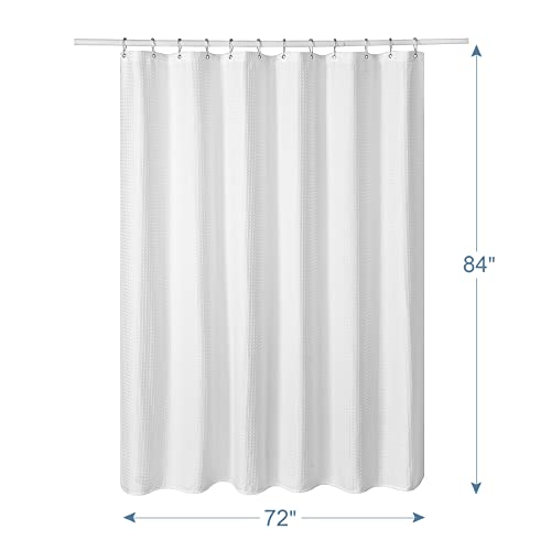 AmazerBath Extra Long Shower Curtains 84 Inches Tall, Waffle Shower Curtain White Heavy Duty, Extra Tall Shower Curtain Fabric, Hotel Quality Bathroom Shower Curtains, 72x84 Inches - color: White, size: 72"W x 84"L (Pack of 1)