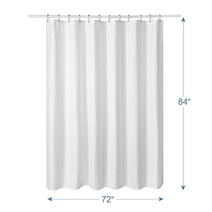 AmazerBath Extra Long Shower Curtains 84 Inches Tall, Waffle Shower Curtain White Heavy Duty, Extra Tall Shower Curtain Fabric, Hotel Quality Bathroom Shower Curtains, 72x84 Inches - color: White, size: 72"W x 84"L (Pack of 1)