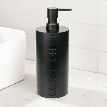 Matte Black Conditioner Dispenser Luxurious Refillable Pump Bottle with Black Resin Pump and Embossed Text, Durable Design for Bathroom and Shower - color: Conditioner Black