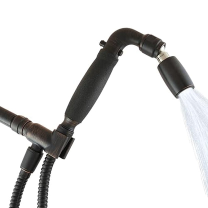 High Sierra® Solid Lead-Free Metal Handheld Shower Head, Trickle Valve, Includes 72” Flexible Stainless Steel Hose With Biofilm Resistant Silicone Inner Tube, Holder. Ultra Low Flow 1.25 GPM. Bronze - color: Oil Rubbed Bronze, size: 1.25 GPM