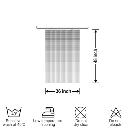 Boho White Gray Striped Small Bathroom Window Curtain 36" Wx48 L | Black Bohemian Geometric, Polyester Waterproof, Machine Washable, Kitchen Dishwasher Cabinet , Easy to Install with 6 Hooks - color: Grey, size: 36"W x 48"L (Pack of 1)
