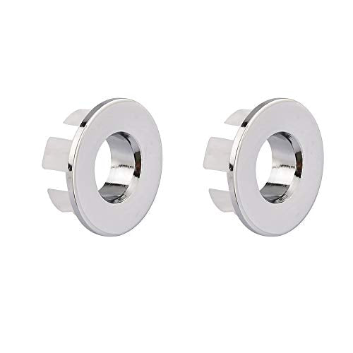 Sink Basin Trim Overflow Cover Brass Insert in Hole Round Caps Chrome 2 PCS - color: Chrome 2 Pcs
