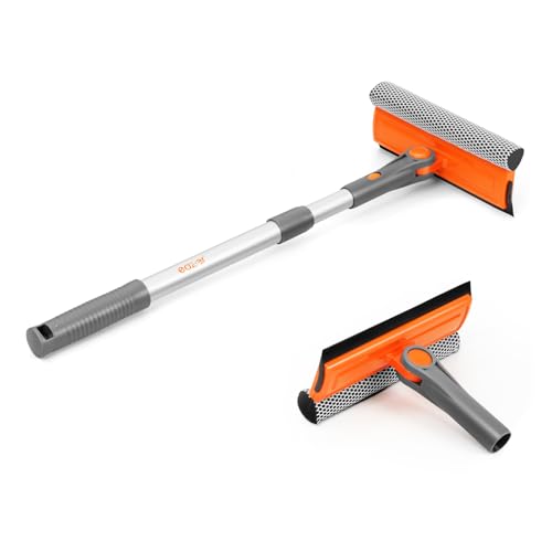 eazer Professional Window Squeegee, 2-in-1 Rotatable Squeegee for Window Cleaning Kit, Window Cleaner Tool, Window Washing Equipment Kit with Extension Pole for Shower/Windshield - 2 Head - size: 31inch