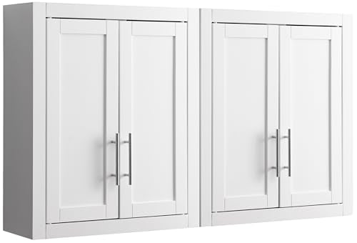 Crosley Furniture Savannah 2-Piece Wall Storage Cabinet, Cabinets for Laundry, Bathroom, Kitchen, White - color: White, style: 2-Piece Kitchen Cabinet