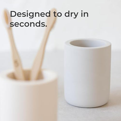 Diatomite Drying Stone Toothbrush Holder, Modern Ceramic-Look Countertop Cup with Drainage for Bathroom, Quick Drying Electric Toothbrush & Toothpaste Organizer, Stoneware Finish - color: Dark Grey