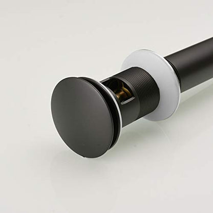 15/8" Bathroom Faucet Vessel Vanity Sink Pop Up Drain Assembly Stopper | Fits Bathroom Standard Sink Hole 1-1/2" to 1-3/4" Matte Black Plug With Overflow Push & Seal by Homevacious - color: Matte Black, style: With Overflow