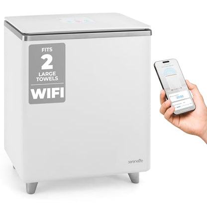 SereneLife WIFI Luxury Rectangle Towel Warmer - Spa & Bathroom Blanket Heater with Custom Fragrance, Auto Shut-Off, Fits 2 large Towels, Blankets, Bathrobes, PJ's - Perfect Gift for Him & Her (Silver) - color: Silver