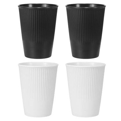 uxcell 4 Pcs Simple Toothbrush Cup, 3.3 x 3.3 x 4.2 Dishwasher Safe Bathroom Tumbler Reusable Plastic Cup Set for Storing Toothpaste Combs, Black/White - color: Black/White