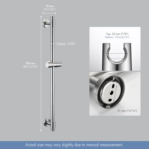 Shower Slide Bar 30-Inch with Adjustable Handheld Shower Head Holder for Bathroom Wall Mount SUS 304 Stainless Steel Brushed Nickel Finish