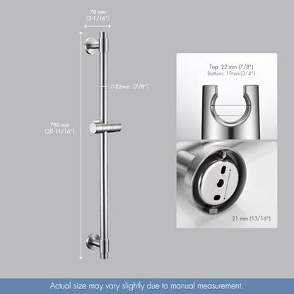 Shower Slide Bar 30-Inch with Adjustable Handheld Shower Head Holder for Bathroom Wall Mount SUS 304 Stainless Steel Brushed Nickel Finish