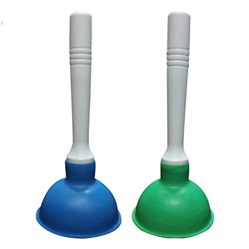 Drain Plunger, Mini Sink Unclogger, Small 4-Inch Clog Remover | Rubber Cup Hand Plumber Helper, Force Tiny Compact Tool with 9" Short Handle for Kitchen Bathroom, Toilet, Shower, Bath Tub - color: Blue + Green