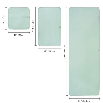 POLYTE 410 GSM Poly Blend Microfiber Quick Dry Bath Towel Set of 6 Pieces | 2-Body Towels, 2-Hand Towels, 2-Wash cloths, Oversize, Lint Free - color: Green