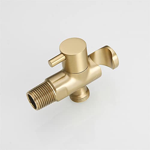 Hand Held Shower Head Holder with Hose Connector Shower Head Shut Off Valve Shower Wand Holder Wall Mount Handheld Shower Handle Sprayer Holder Attachment Toilet Bidet Spray Head Bracket Brushed Gold - color: Brushed Gold
