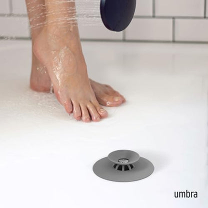 Umbra Flex Hair Catcher, Dual Purpose Shower Drain Stopper, 3-Inch, Grey - color: Gray