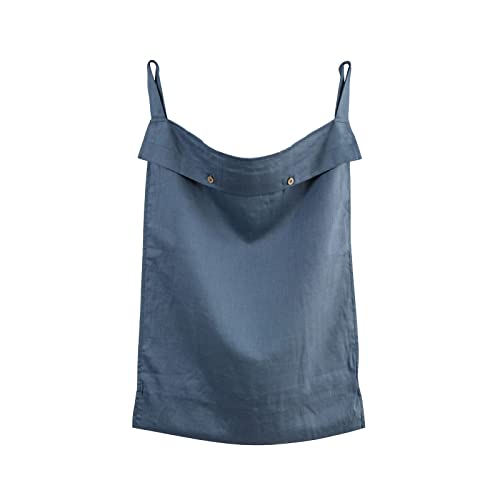 Linen Hanging Laundry Bag, 100% Linen Over The Door Laundry Hamper with Buttons and Zipper, Space Saving Door Hampers for Laundry Dirty Clothes Home Travel, Navy Blue - color: Navy Blue