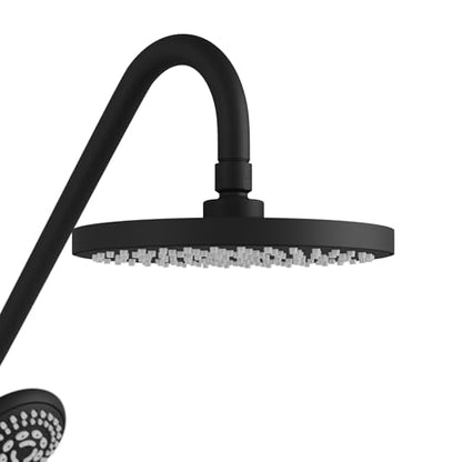 PULSE ShowerSpas Kauai III Matte Black Rain Shower Head with Handheld Spray - 1.8 GPM, 8" Showerhead, 5-Function HandShower, Adjustable Slide Bar - Shower Heads with Handheld Spray Combo - color: Matte Black, size: 1.8 Gallon Per Minute